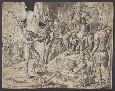 David trennt Goliaths Kopf ab von Ubekendt efter Maarten van Heemskerck