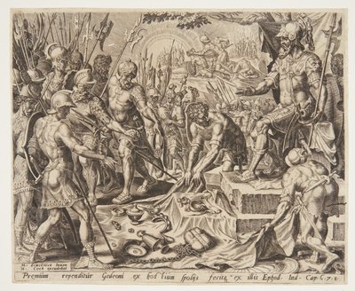 Gideon erhält einen Anteil an der Beute von Ubekendt efter Maarten van Heemskerck