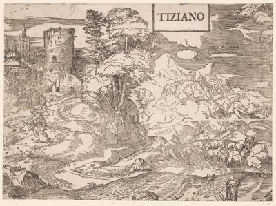 Landschaft mit einem Hirten von Ugo da Carpi