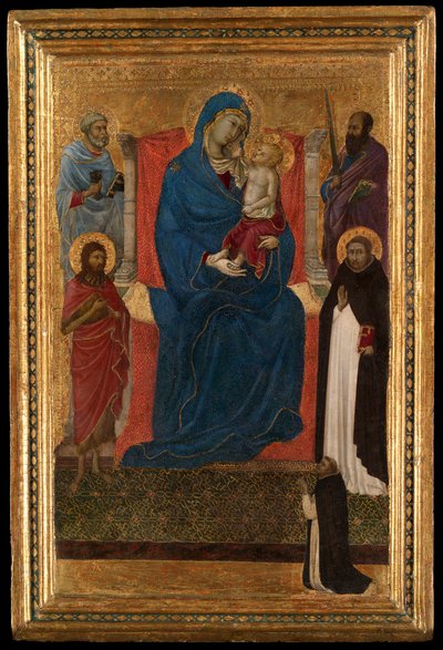 Jungfrau und Kind auf dem Thron mit den Heiligen Petrus, Paulus, Johannes dem Täufer und Dominikus und einem dominikanischen Bittsteller von Ugolino di Nerio