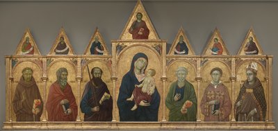 Jungfrau und Kind mit den Heiligen Franziskus, Andreas, Paulus, Petrus, Stephanus und Ludwig von Toulouse, ca. 1317-21 von Ugolino di Nerio