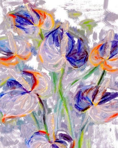 Lebendige abstrakte Blumen von Uma Gokhale