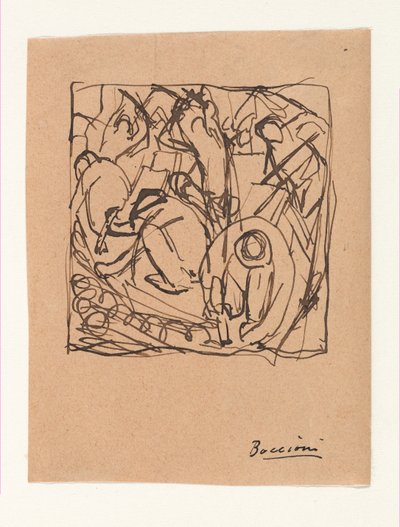 Kompositionsstudie für "Die Straßenpflasterer" von Umberto Boccioni