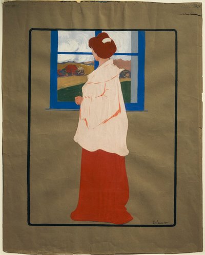 Frau am Fenster (Herbst), um 1908, von Umberto Boccioni von Umberto Boccioni