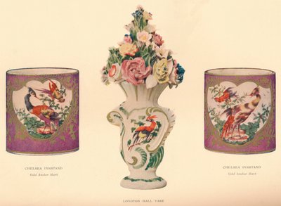 2 Chelsea-Tintenfässer und eine Longton-Hall-Vase, ca. 1755 von Unbekannt