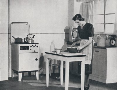 Eine britische Küche mit einem Schrank-Gasherd, 1942 von Unbekannt