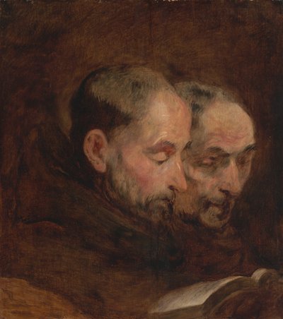 Kopie nach einem Gemälde, das traditionell Van Dyck zugeschrieben wird, von zwei lesenden Mönchen, spätes 18. Jahrhundert von Unbekannt