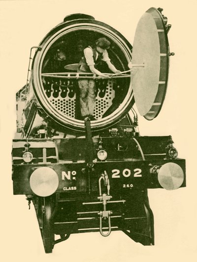 Eine London und North Eastern gemischte Lokomotive mit geöffnetem Rauchkasten, um 1930 von Unbekannt