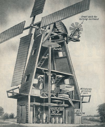Eine Smock-Windmühle in Stuart-Tagen, um 1934 von Unbekannt