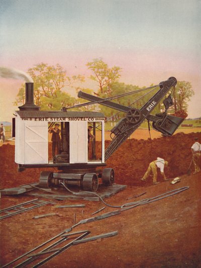 Ein Dampfbagger bei der Arbeit an der Edgware-Röhrenverlängerung, 1926 von Unbekannt