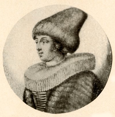 Eine schwedische Dame mit spitzer Pelzmütze und Halskrause, 1640, 1937 von Unbekannt