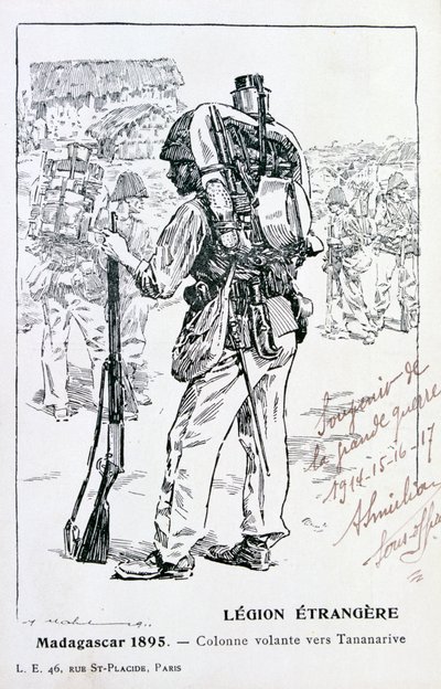 Eine Kolonne der französischen Fremdenlegion auf dem Weg nach Tananarive, Madagaskar, 1895 von Unbekannt