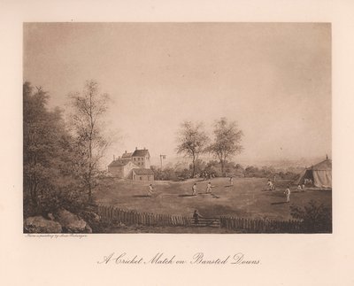 Ein Cricketspiel auf Bansted Downs, Surrey, 19. Jahrhundert, 1912 von Unbekannt