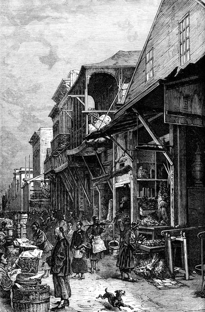 Ein Marktplatz in San Francisco, Kalifornien, USA, Mitte des 19. Jahrhunderts, ca. 1880 von Unbekannt