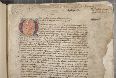 Ein Transkript, in drei Händen, der philosophischen Werke von Marcus Tullius Cicero, scheinbar aus der editio romana von 1471, mit Marginalien in der Hand von Archibald Whitelaw und anderen, ca. 1480 von Unbekannt