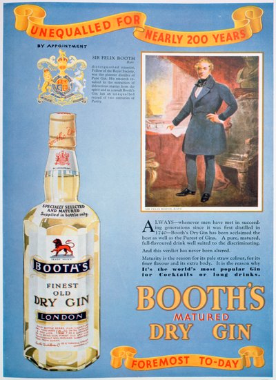 Werbung für Booths Gin, 1935 von Unbekannt