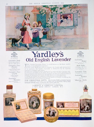 Werbung für die Yardleys Old English Lavender Reihe, 1923 von Unbekannt