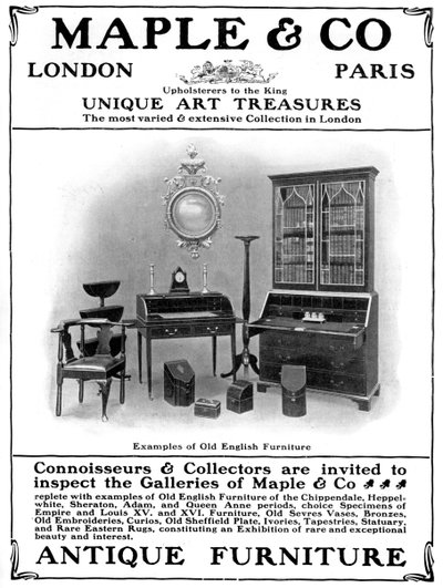 Werbung für Maple & Co aus London, Verkäufer von antiken Möbeln, 1901 von Unbekannt