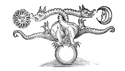 Alchemistisches Symbol für die Umwandlung von unedlem Metall in Silber und Gold von Unbekannt