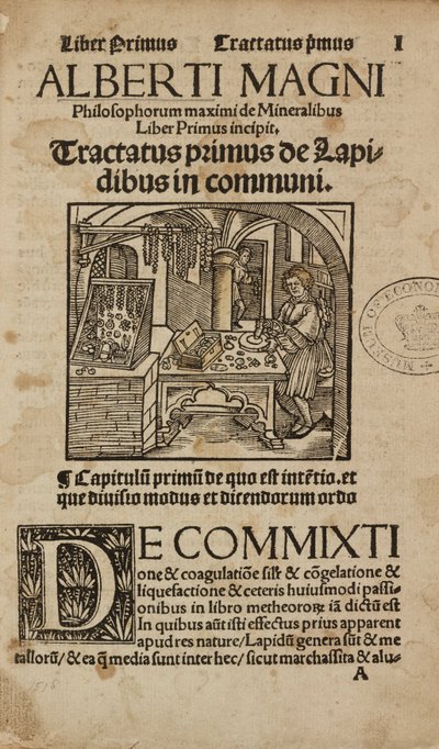 Alchemie & Frühe Chemie Titelblatt zu einem mittelalterlichen deutschen Werk über Mineralogie und Alchemie von Unbekannt