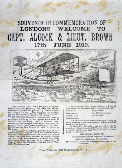 Alcock und Browns bahnbrechender transatlantischer Flug von Unbekannt