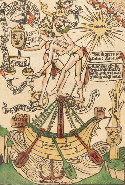 Allegorie des Treffens von Papst Paul II. und Kaiser Friedrich III., ca. 1470 von Unbekannt