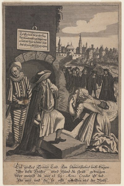 Allegorie auf den Tod des Kredits, frühes 18. Jahrhundert von Unbekannt
