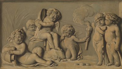 Amorini beim Spielen, eines von einem Paar, 1770-90 von Unbekannt