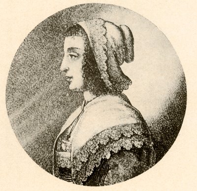 Eine englische Frau in einer Haube und einem Halstuch mit Vandyke-Spitze, 1640, 1937 von Unbekannt