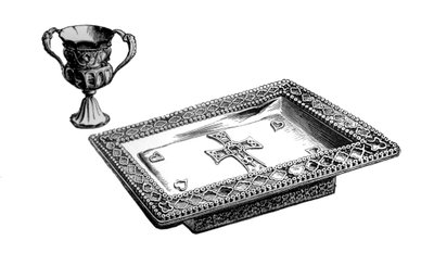 Ein Altartablett und Kelch aus emailliertem Gold, ca. 4. oder 5. Jahrhundert, 1870 von Unbekannt