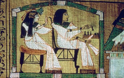 Bild auf einem ägyptischen Papyrus des Damespiels, Ani