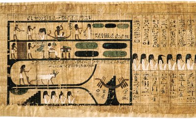 Altägyptisches Totenbuch auf Papyrus mit Hieroglyphen von Unbekannt