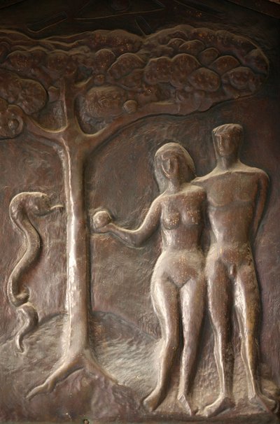 Verkündigung Basilika Türskulptur: Adam und Eva, Nazareth, Israel von Unbekannt