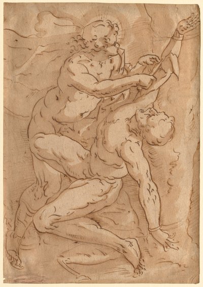 Apollo häutet Marsyas (recto) Zwei Skizzen einer Mutter und eines Kindes (verso), 16. Jahrhundert von Unbekannt