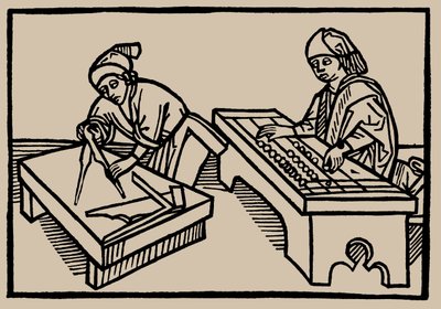 Arithmetik und Geometrie. Aus Speculum Vitae Humanae von Rodericus Zamorensis, 1479 von Unbekannt