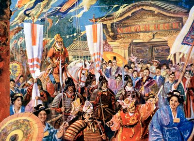Künstlerische Darstellung von Yorimoto, japanischer Krieger des 12. Jahrhunderts von Unbekannt