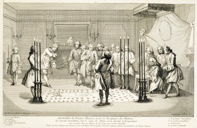 Versammlung der Freimaurer vor der Einweihung eines Meisters, ca. 1733 von Unbekannt