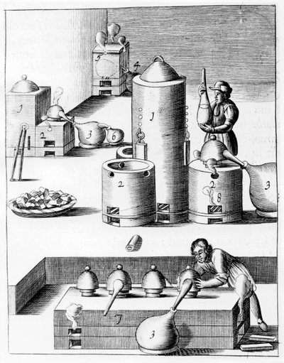 Athanor oder Langsamer Harry, ein selbstzuführender Ofen, der eine konstante Temperatur hält, 1683 von Unbekannt