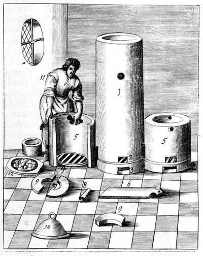 Athanor oder Langsamer Harry, ein selbstzuführender Ofen, der eine konstante Temperatur hält, 1683 von Unbekannt