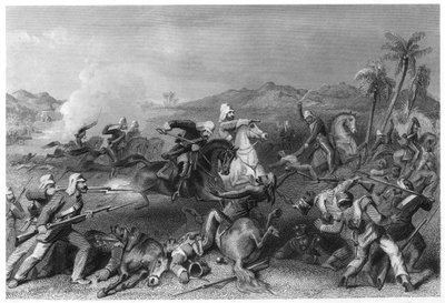 Angriff auf die Sealkote-Meuterer durch General Nicholsons irreguläre Kavallerie, 1857, um 1860 von Unbekannt