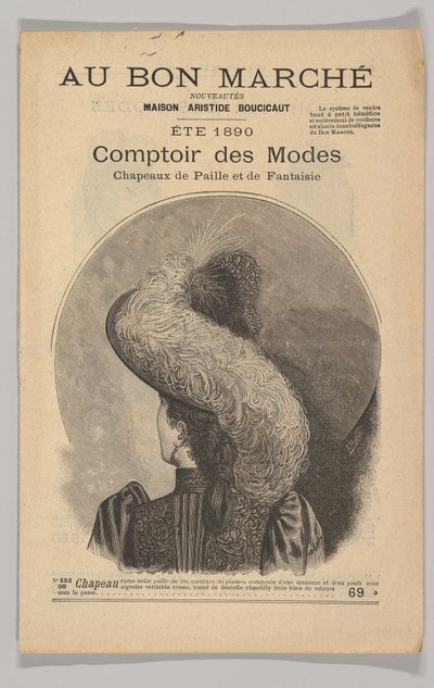 Au Bon Marché-Comptoir des Modes, Strohhüte der Fantasie, Sommer 1890, 1890 von Unbekannt