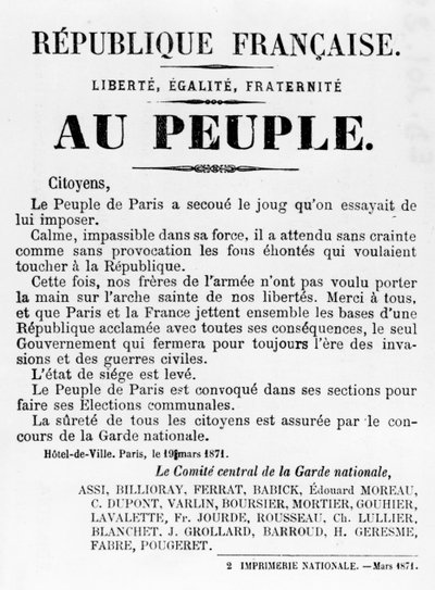 Au Peuple, aus Französische politische Plakate der Pariser Kommune von Unbekannt