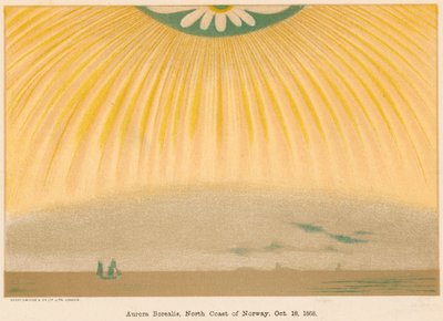 Aurora Borealis oder Nordlichter, beobachtet von Nordnorwegen (10. Oktober 1868, 1906) von Unbekannt