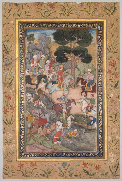 Babur trifft Sultan Ali Mirza am Kohik-Fluss, aus einem Babur-nama Memoiren von Babur, ca. 159 von Unbekannt