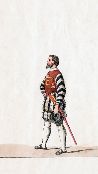 Baron, Kostümentwurf für Shakespeares Stück, Heinrich VIII., 19. Jahrhundert von Unbekannt