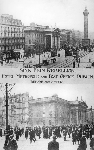 Vorher und nachher, anti-englischer irischer Aufstand, Dublin, Mai 1916 von Unbekannt