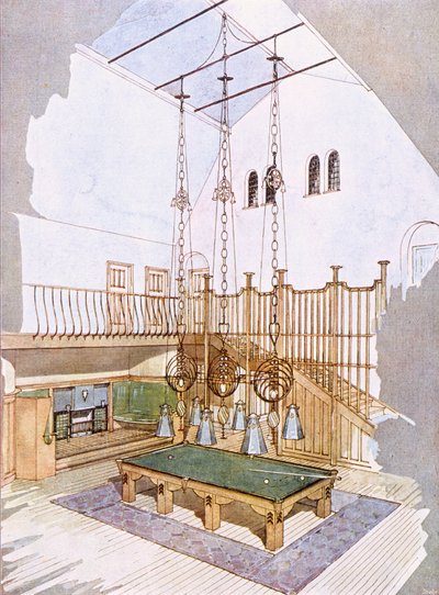 Billardzimmer, entworfen von George Walton, aus 