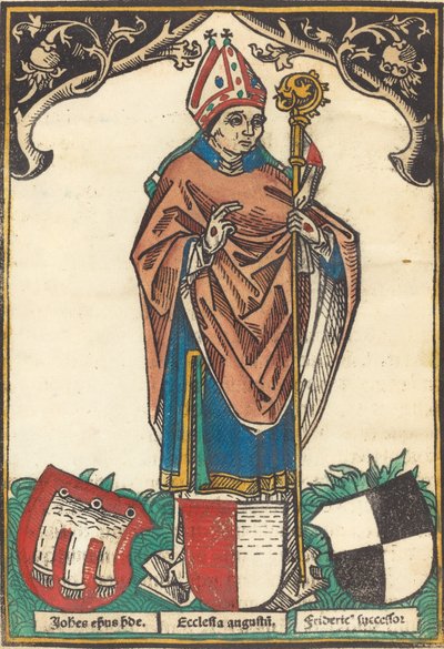 Bischof von Augsburg mit drei Wappen von Unbekannt