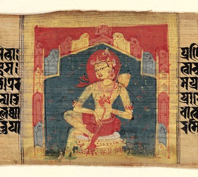 Bodhisattva in einer Berggrotte, spielt ein Saiteninstrument Vina..., ca. 1090 von Unbekannt