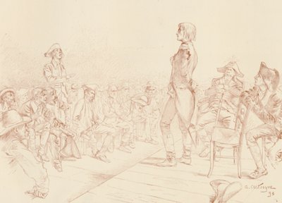 Bonaparte spricht einen Jakobinerclub in Korsika an, um 1789, 1896 von Unbekannt